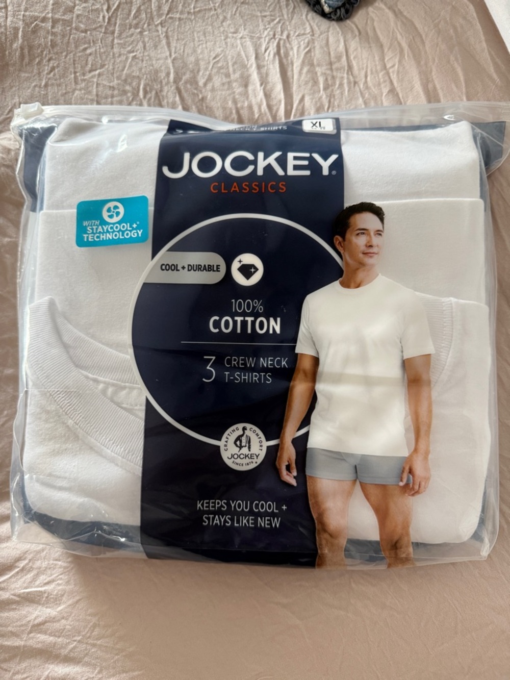 Jockey Men’s White Crew Neck T-Shirts - 3 Pack